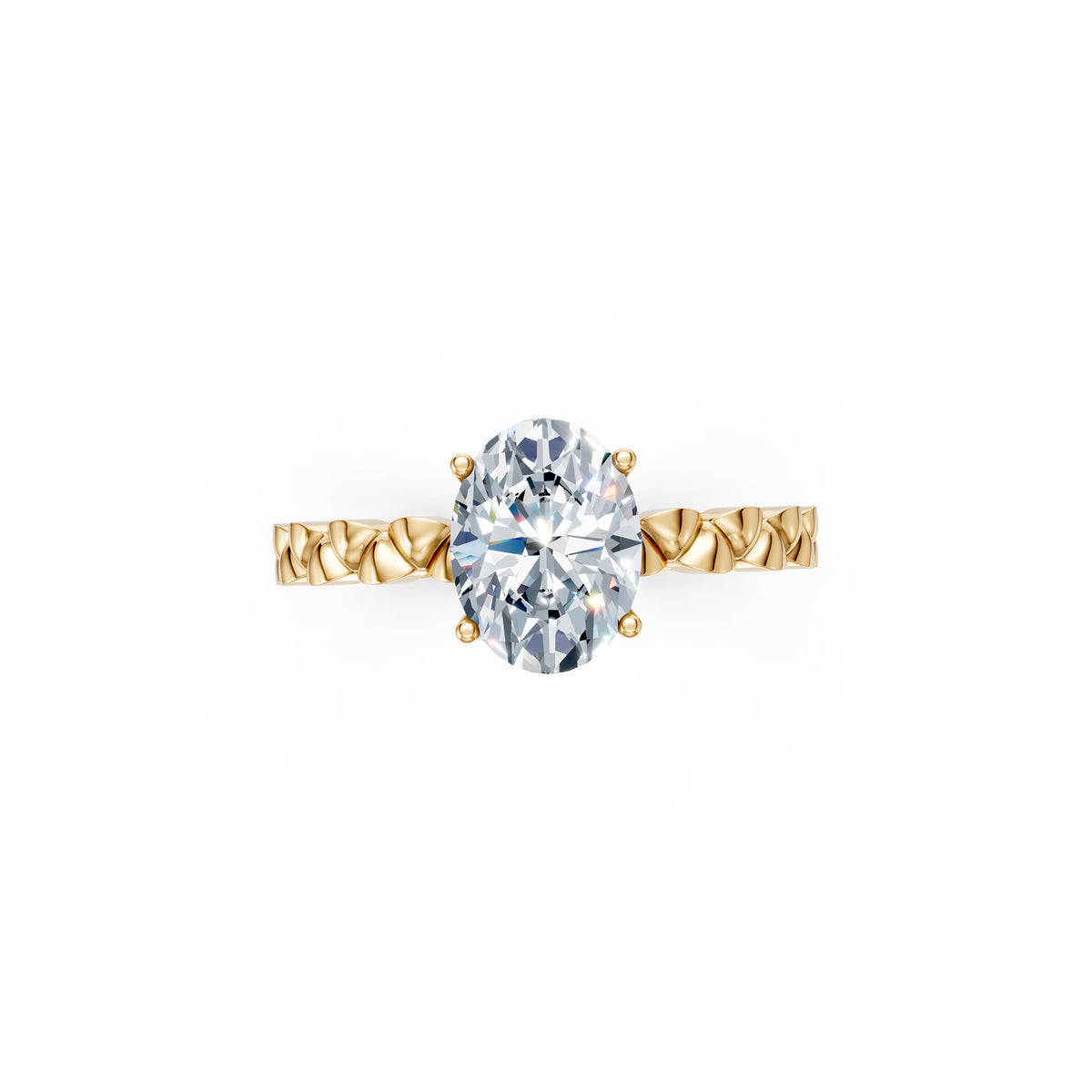 Oval Solitaire Scallop Band Ring