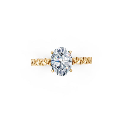 Oval Solitaire Scallop Band Ring