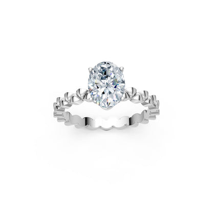 Oval Solitaire Scallop Band Ring