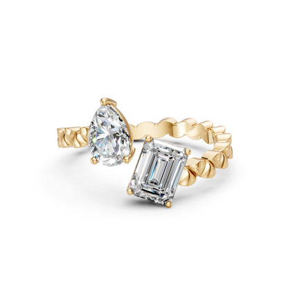 Pear and Emerald Duo Diamond Ring