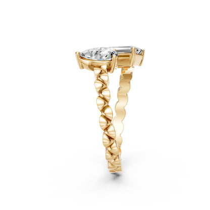 Pear and Emerald Duo Diamond Ring