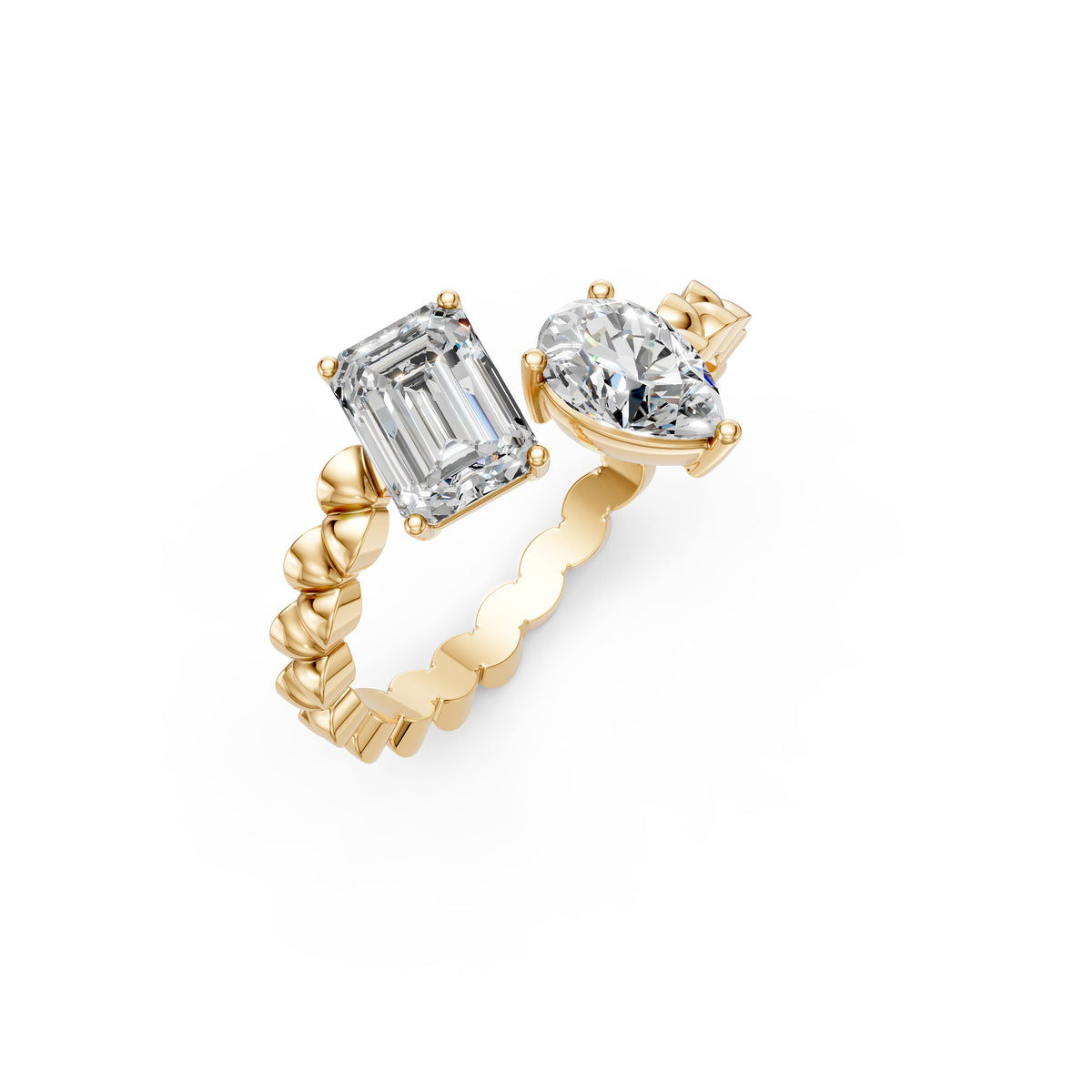Pear and Emerald Duo Diamond Ring