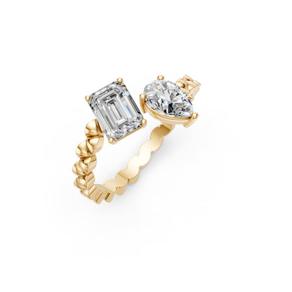 Pear and Emerald Duo Diamond Ring