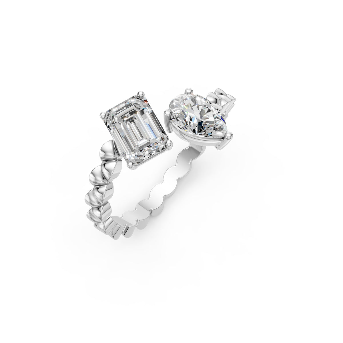 Pear and Emerald Duo Diamond Ring