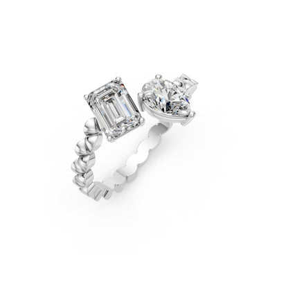 Pear and Emerald Duo Diamond Ring