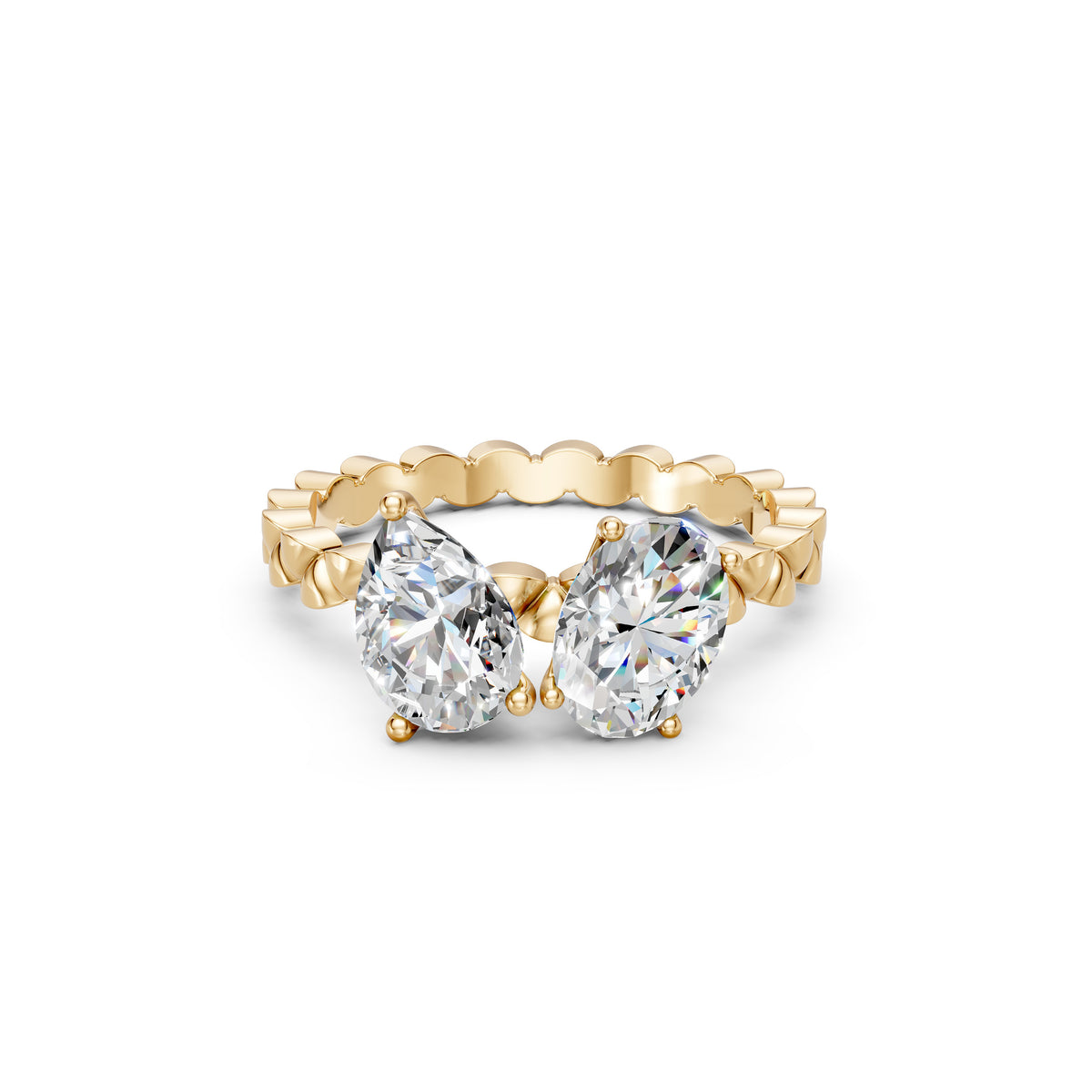 Pear and Emerald Duo Diamond Ring
