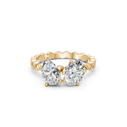 Pear and Emerald Duo Diamond Ring