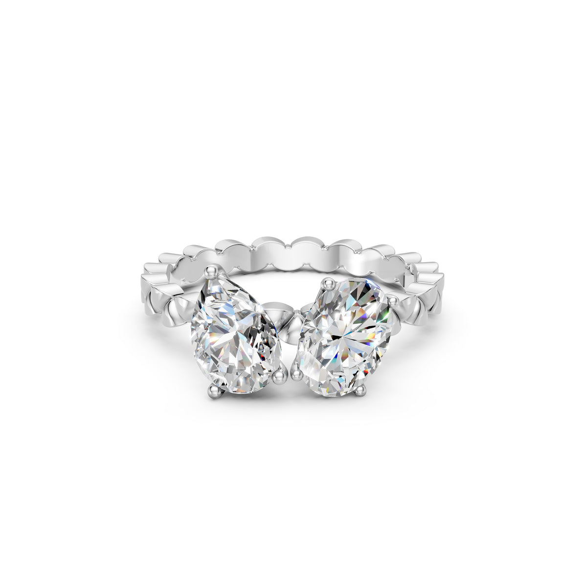 Pear and Emerald Duo Diamond Ring