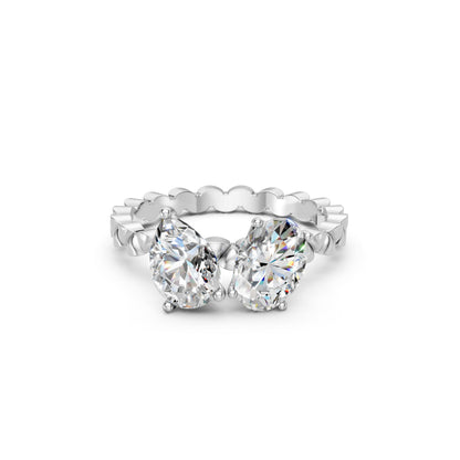 Pear and Emerald Duo Diamond Ring