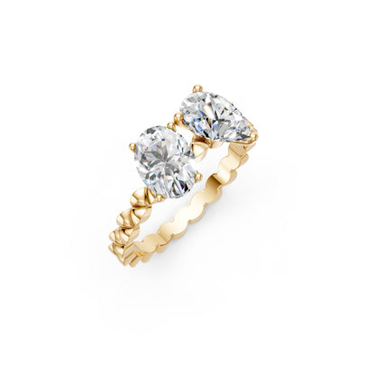 Pear and Emerald Duo Diamond Ring