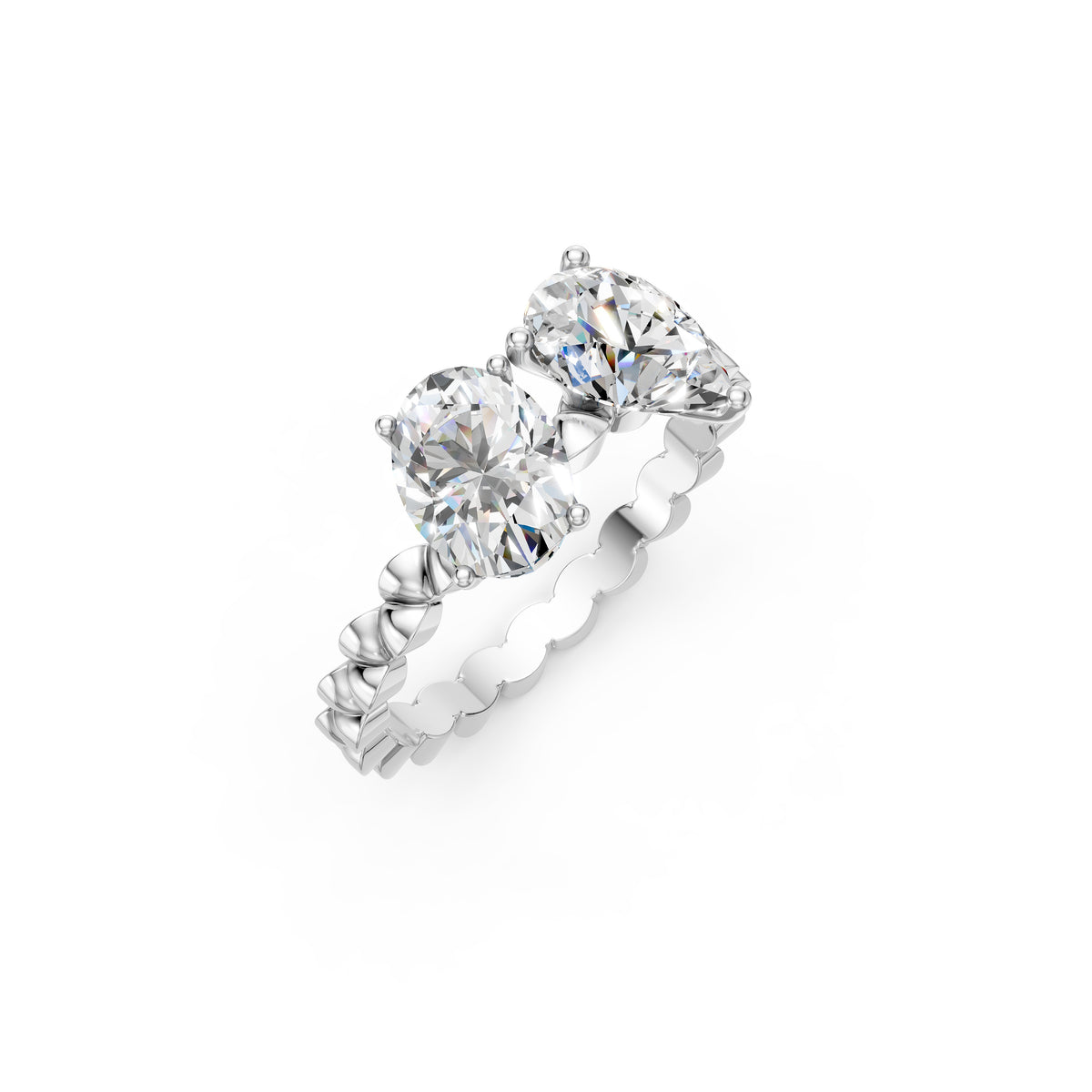 Pear and Emerald Duo Diamond Ring