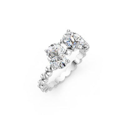 Pear and Emerald Duo Diamond Ring