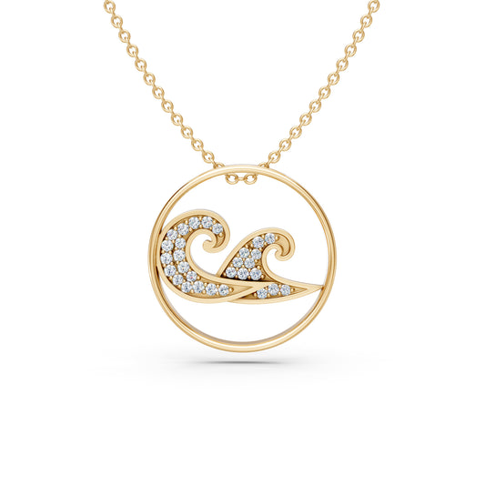 Nature Lovers Beach Waves Diamond Pendant Charm