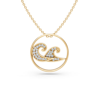 Nature Lovers Beach Waves Diamond Pendant Charm