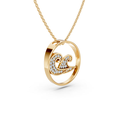 Nature Lovers Beach Waves Diamond Pendant Charm