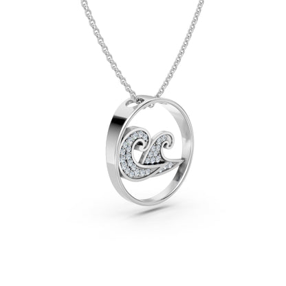 Nature Lovers Beach Waves Diamond Pendant Charm